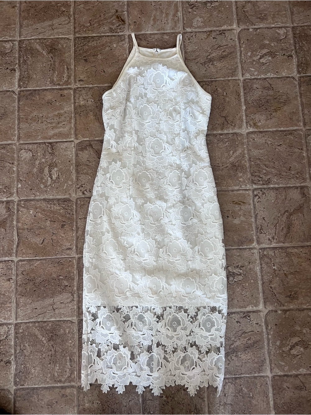 White Lace Halter Bodycon Dress - , Women Dresses